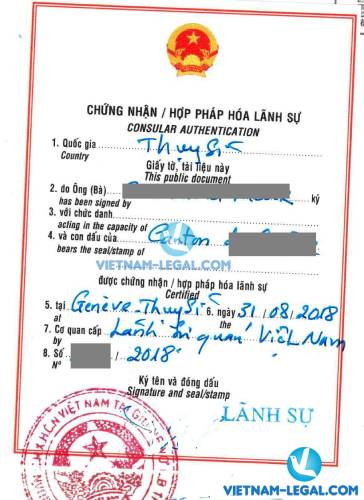 Legalization Result of Swiss Document for use in Vietnam | Vietnam ...