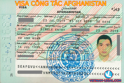 KẾT QUẢ VISA CÔNG TÁC AFGHANISTAN NHẬP CẢNH THÁNG 8 NĂM 2019