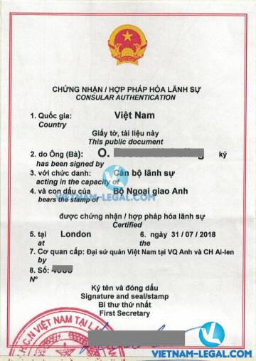 Kết Quả Hợp Pháp Hóa Giấy Đăng ký kết hôn Vương Quốc Anh Sử Dụng Tại Việt Nam Tháng 7, 2018