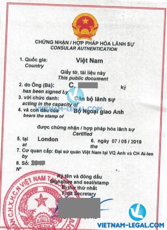 Legalization Result of UK TEFL Certificate for use in Vietnam, May 2019 ...